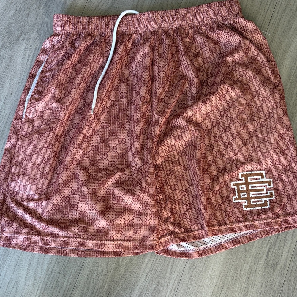 Eric Emanuel Rust with double G  and White Mesh Shorts